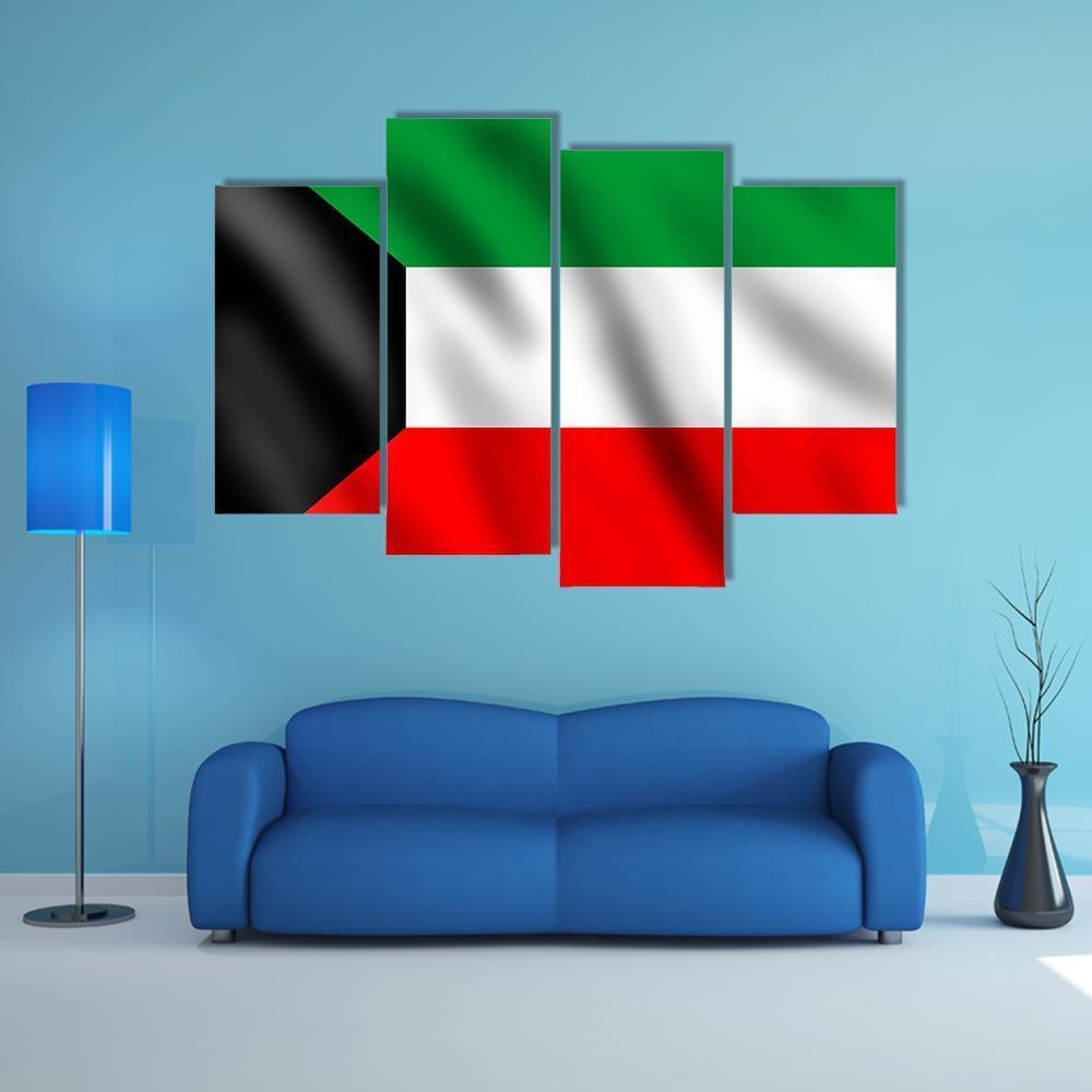 Flag Of Kuwait Canvas Wall Art-4 Pop-Gallery Wrap-50" x 32"-Tiaracle