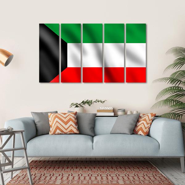 Flag Of Kuwait Canvas Wall Art-5 Horizontal-Gallery Wrap-22" x 12"-Tiaracle