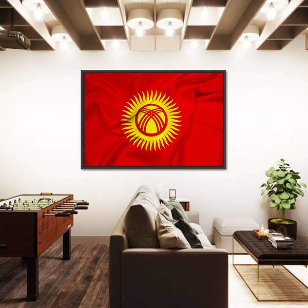 Flag Of Kyrgyzstan Canvas Wall Art-3 Horizontal-Gallery Wrap-25" x 16"-Tiaracle