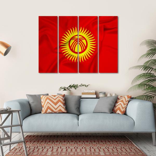 Flag Of Kyrgyzstan Canvas Wall Art-4 Horizontal-Gallery Wrap-34" x 24"-Tiaracle