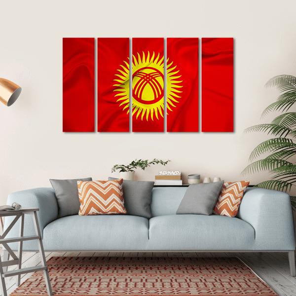 Flag Of Kyrgyzstan Canvas Wall Art-5 Horizontal-Gallery Wrap-22" x 12"-Tiaracle