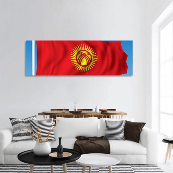 Waving Kyrgyzstan Flag Panoramic Canvas Wall Art-1 Piece-36" x 12"-Tiaracle