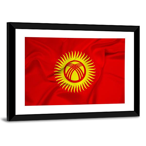 Flag Of Kyrgyzstan Panoramic Canvas Wall Art-1 Piece-36" x 12"-Tiaracle