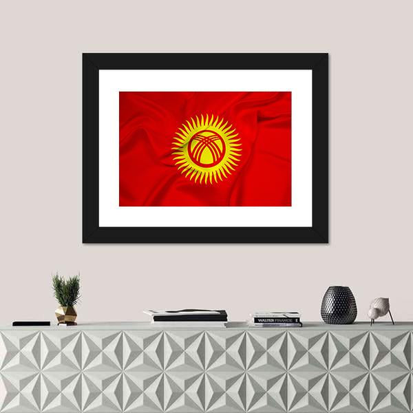 Flag Of Kyrgyzstan Panoramic Canvas Wall Art-1 Piece-36" x 12"-Tiaracle