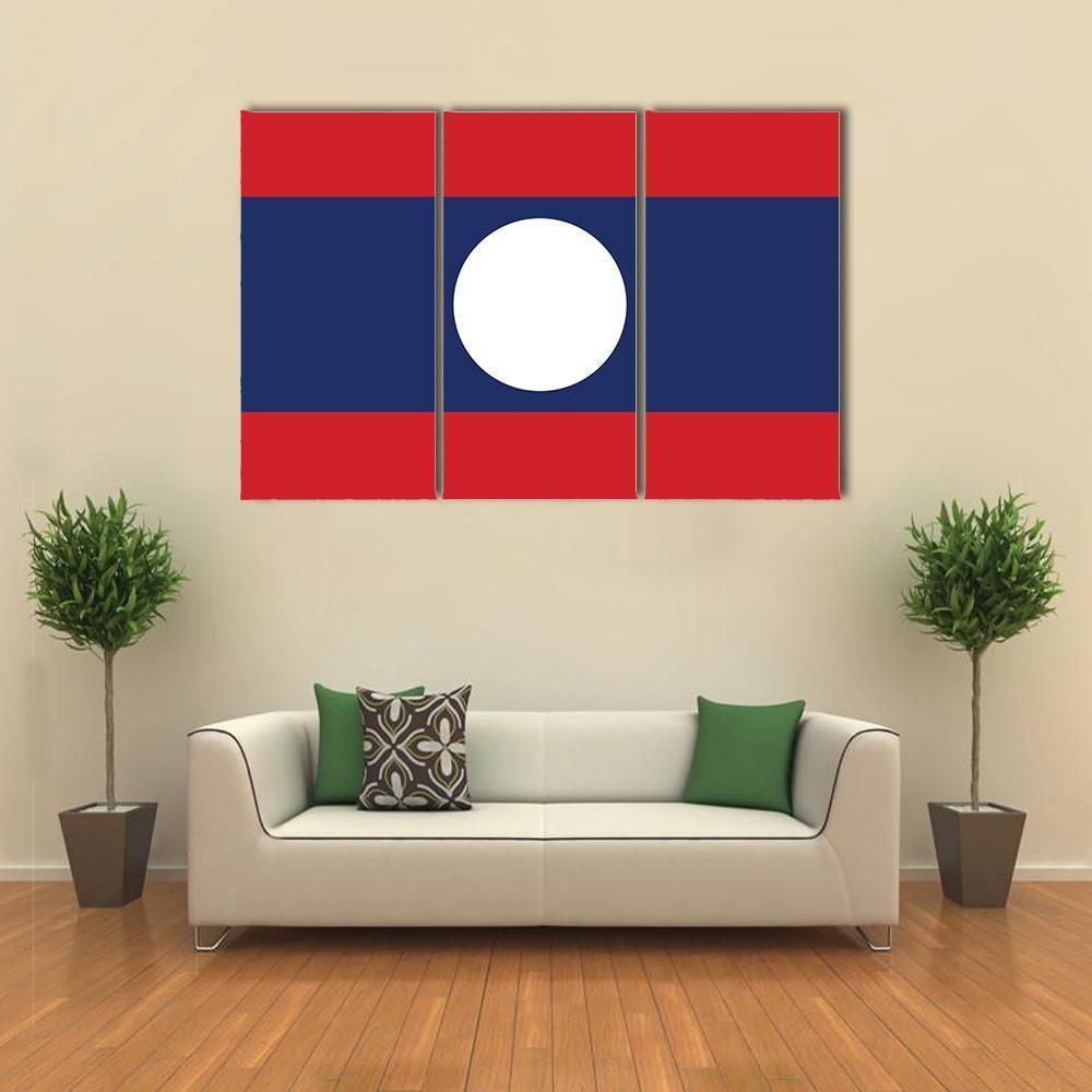 Flag Of Laos Canvas Wall Art-5 Star-Gallery Wrap-62" x 32"-Tiaracle