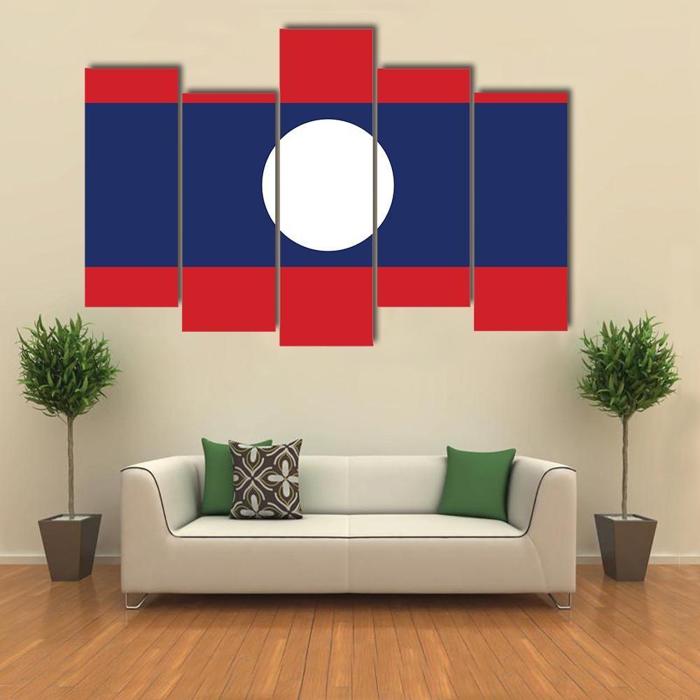 Flag Of Laos Canvas Wall Art-5 Pop-Gallery Wrap-47" x 32"-Tiaracle