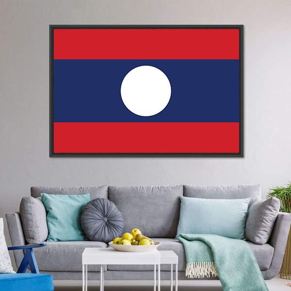 Flag Of Laos Canvas Wall Art-3 Horizontal-Gallery Wrap-25" x 16"-Tiaracle