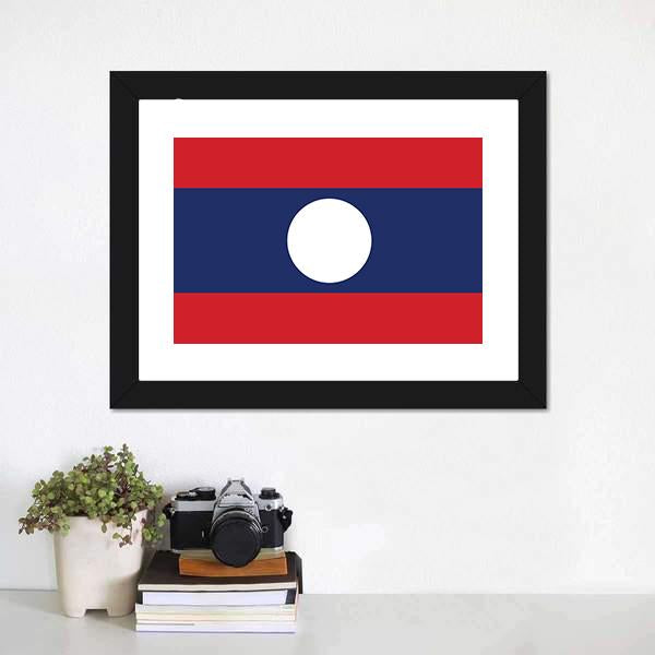 Flag Of Laos Canvas Wall Art-1 Piece-Framed Print-20" x 16"-Tiaracle