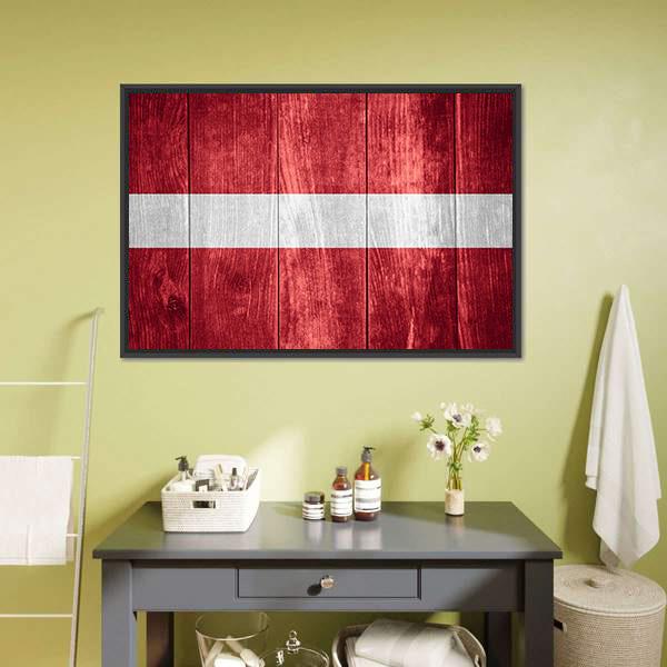 Flag Of Latvia Canvas Wall Art-1 Piece-Floating Frame-24" x 16"-Tiaracle