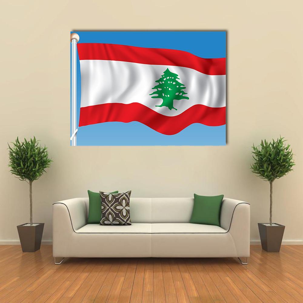 Flag Of Lebanon Canvas Wall Art-1 Piece-Gallery Wrap-36" x 24"-Tiaracle