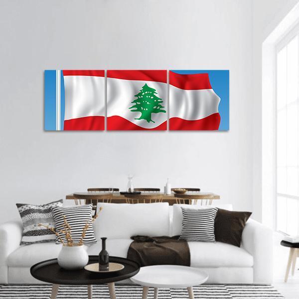 Flag Of Lebanon Panoramic Canvas Wall Art-3 Piece-25" x 08"-Tiaracle