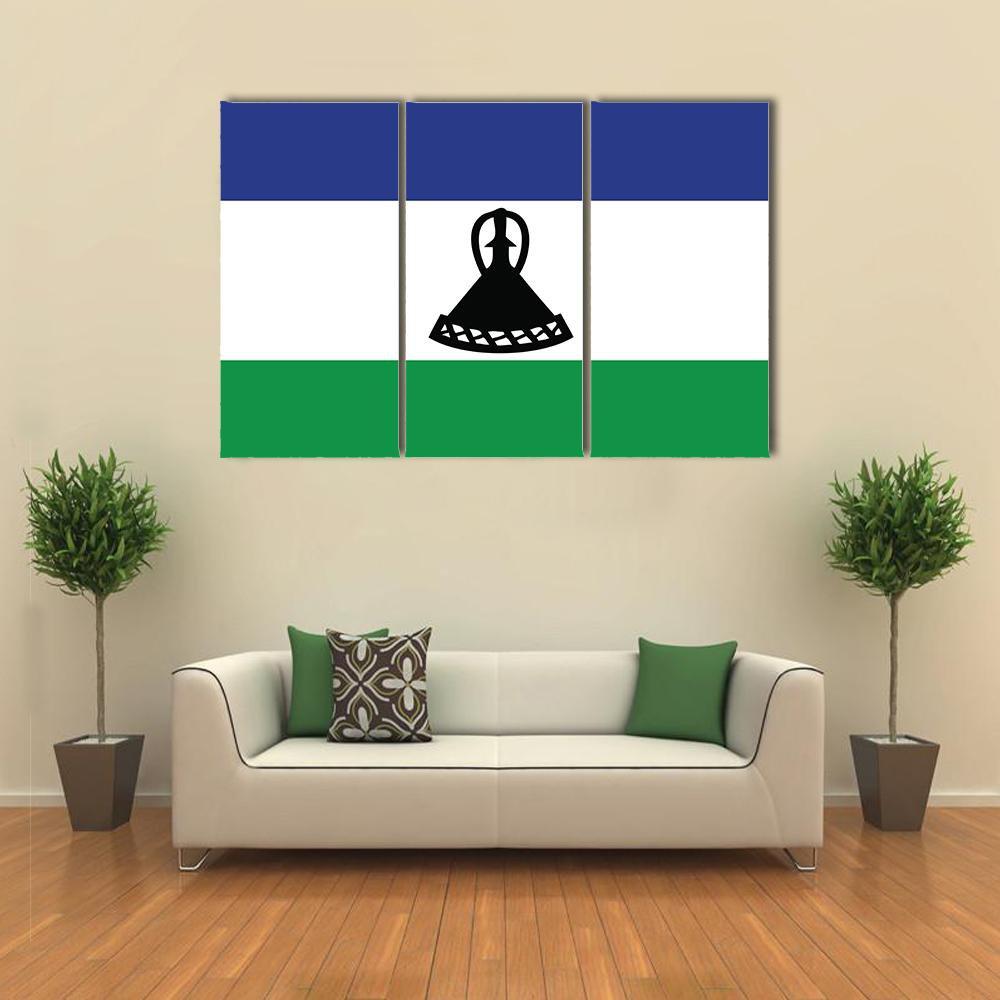 Flag Of Lesotho Canvas Wall Art-3 Horizontal-Gallery Wrap-37" x 24"-Tiaracle