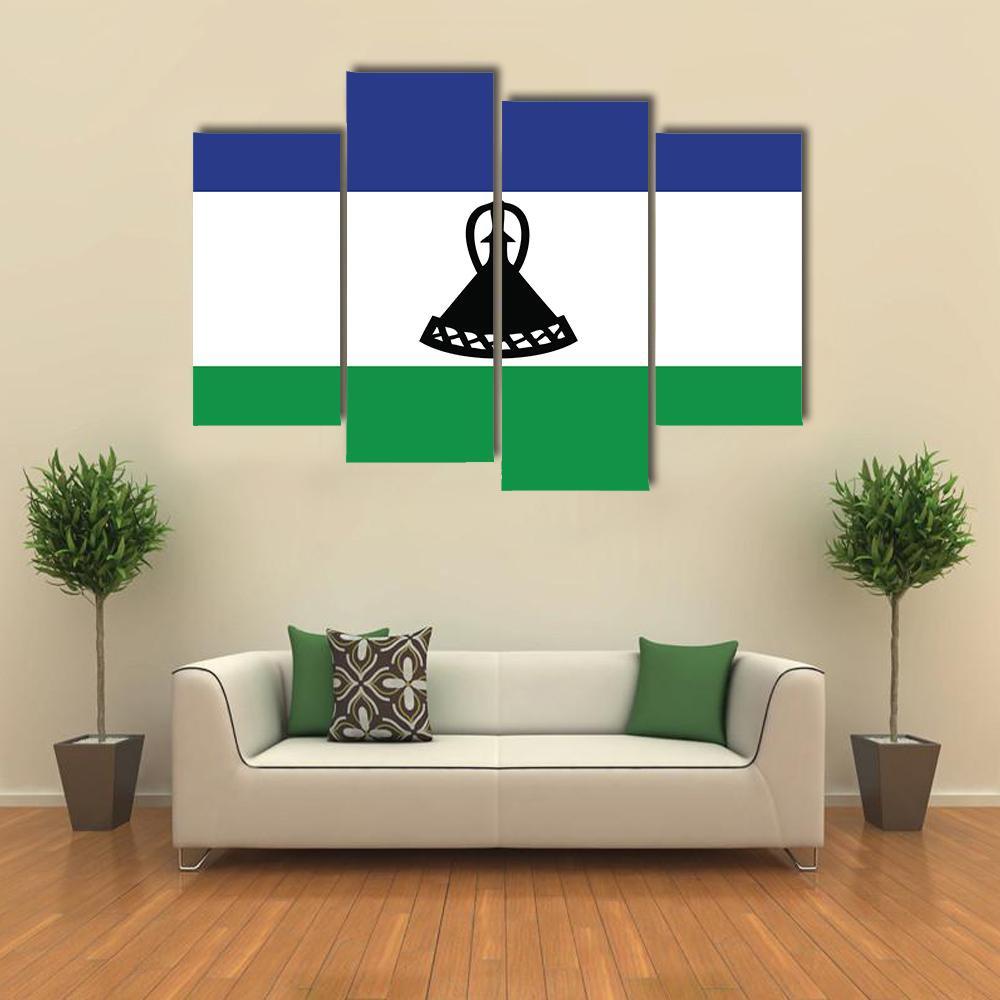 Flag Of Lesotho Canvas Wall Art-4 Pop-Gallery Wrap-50" x 32"-Tiaracle