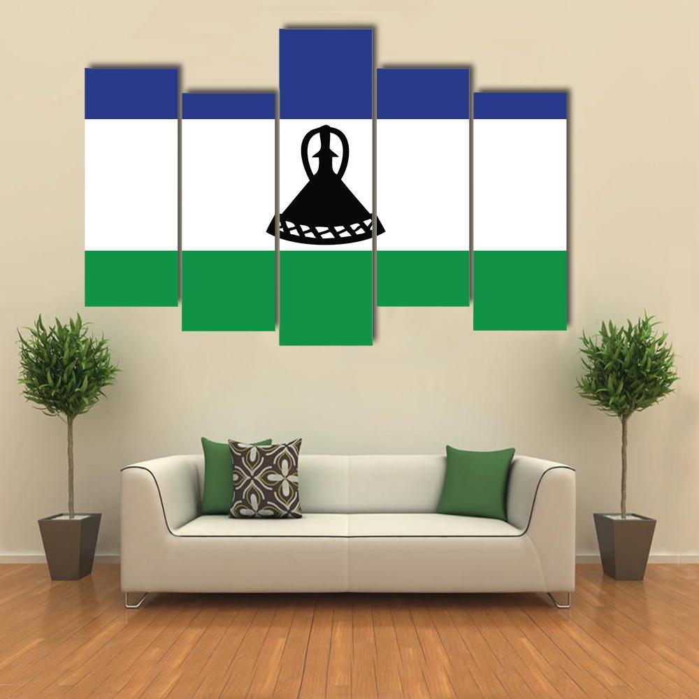 Flag Of Lesotho Canvas Wall Art-5 Pop-Gallery Wrap-47" x 32"-Tiaracle