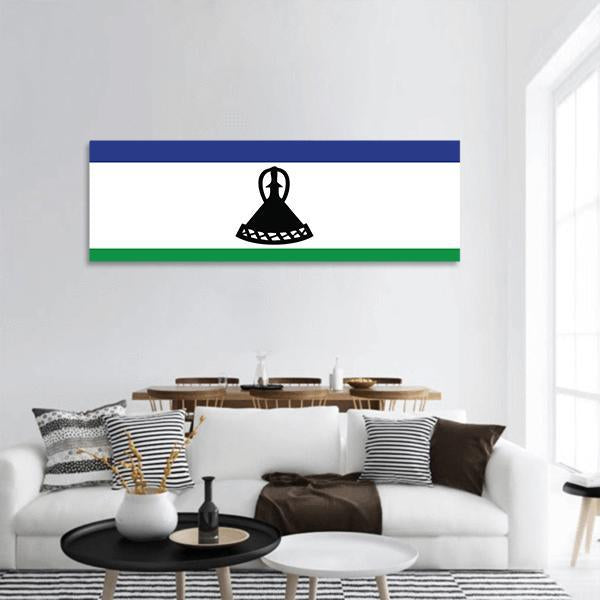 Flag Of Lesotho Panoramic Canvas Wall Art-1 Piece-36" x 12"-Tiaracle