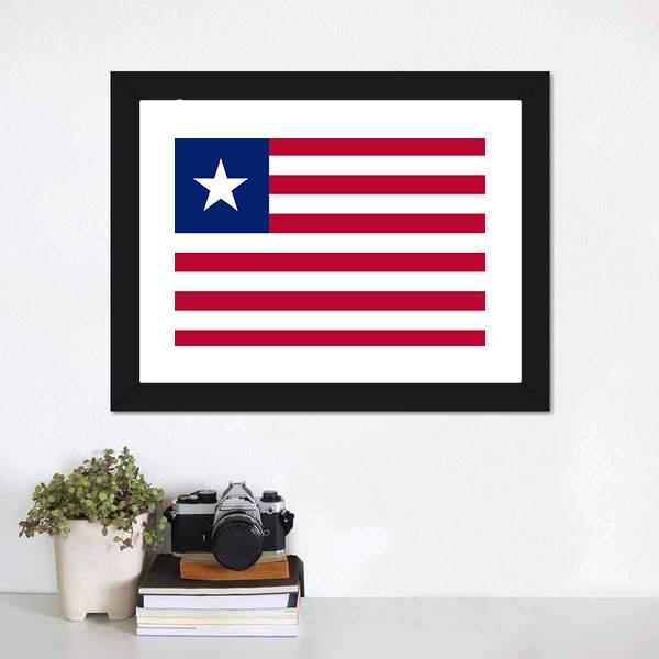 Flag Of Liberia Canvas Wall Art-1 Piece-Framed Print-20" x 16"-Tiaracle