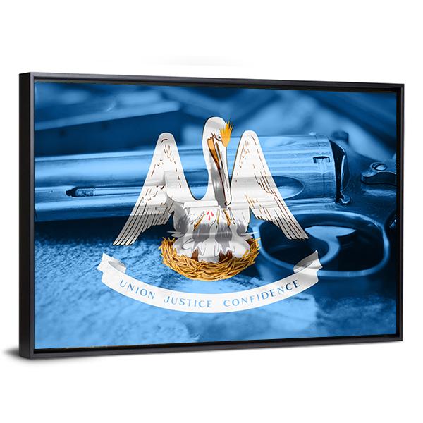Flag Of Louisiana Canvas Wall Art-3 Horizontal-Gallery Wrap-25" x 16"-Tiaracle