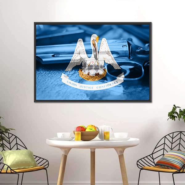 Flag Of Louisiana Canvas Wall Art-3 Horizontal-Gallery Wrap-25" x 16"-Tiaracle