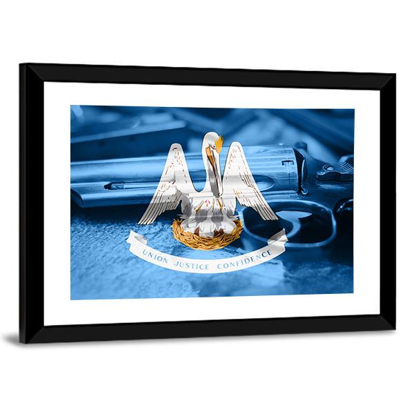 Flag Of Louisiana Canvas Wall Art-3 Horizontal-Gallery Wrap-25" x 16"-Tiaracle