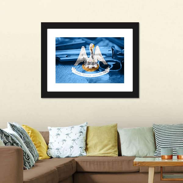 Flag Of Louisiana Canvas Wall Art-3 Horizontal-Gallery Wrap-25" x 16"-Tiaracle