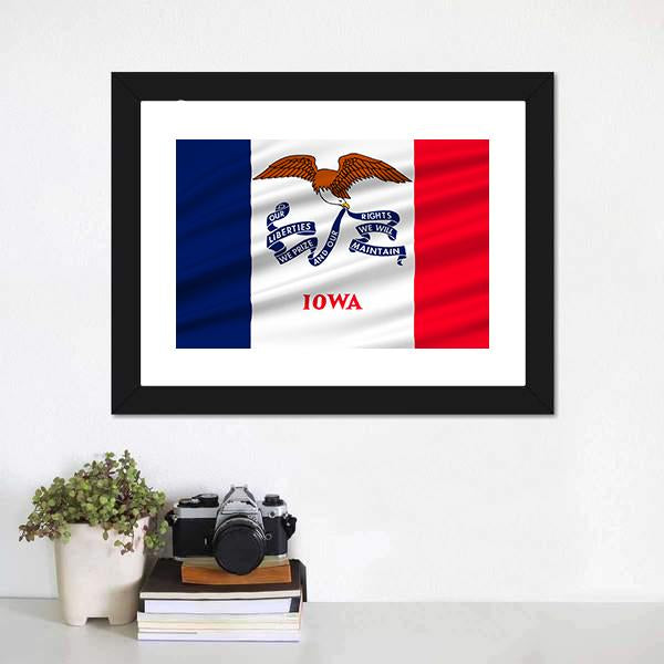 Flag Of Lowa Canvas Wall Art-1 Piece-Framed Print-20" x 16"-Tiaracle