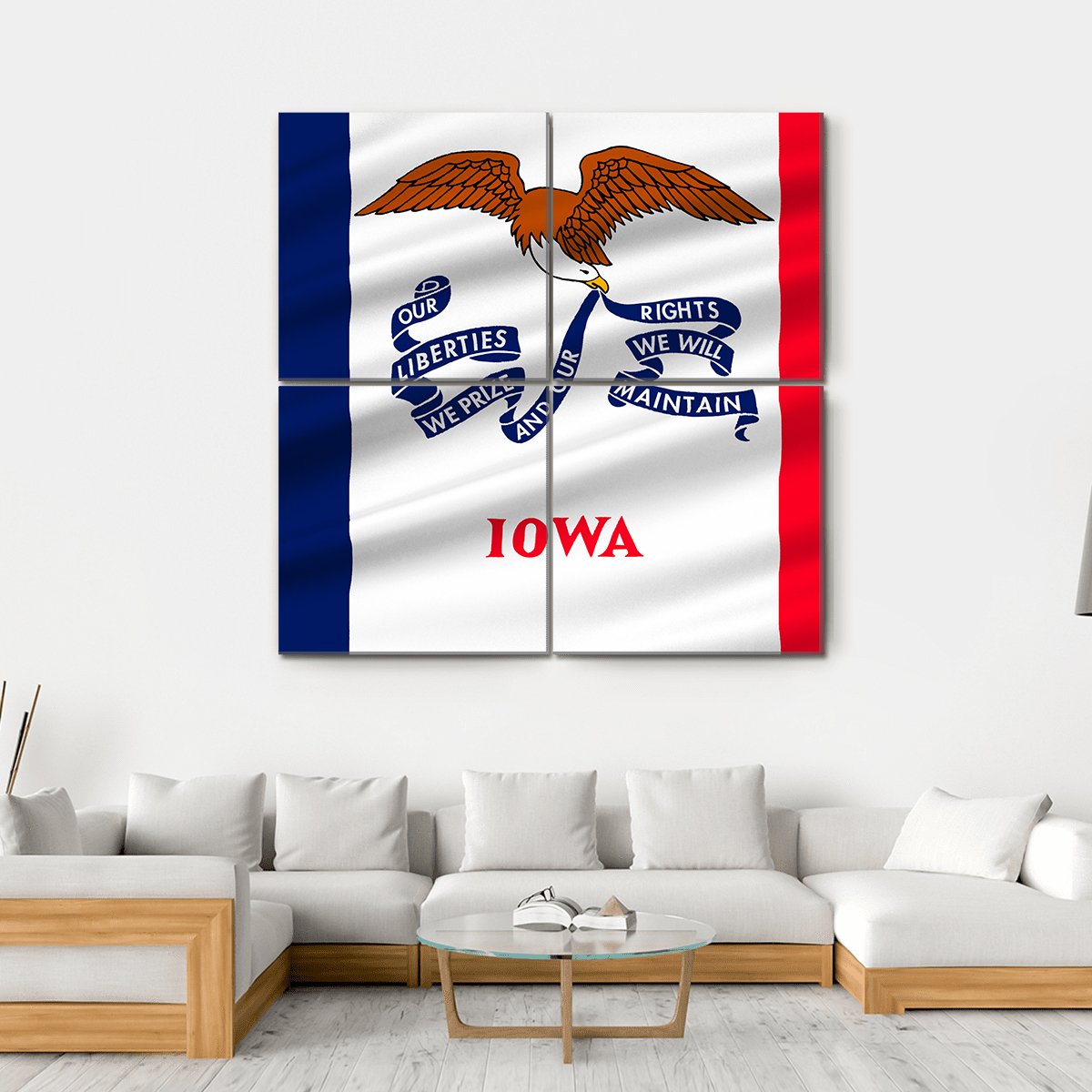 Flag Of Lowa Canvas Wall Art-4 Square-Gallery Wrap-17" x 17"-Tiaracle