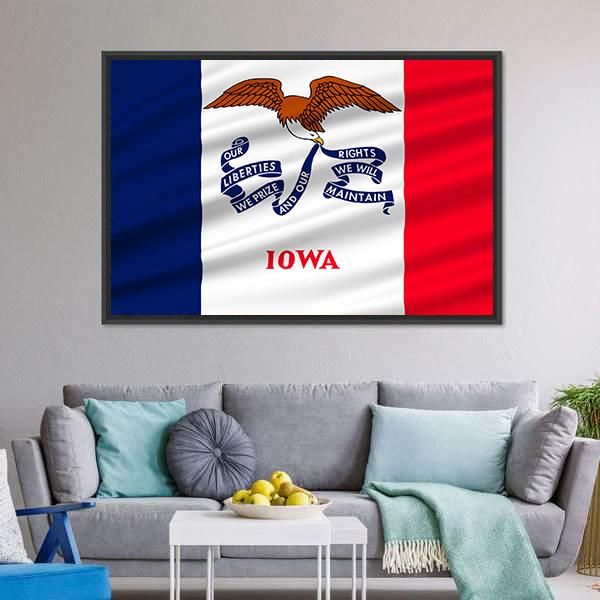 Flag Of Lowa Canvas Wall Art-5 Horizontal-Gallery Wrap-22" x 12"-Tiaracle