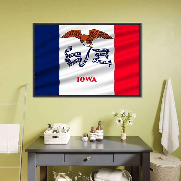 Flag Of Iowa Canvas Wall Art-1 Piece-Floating Frame-24" x 16"-Tiaracle