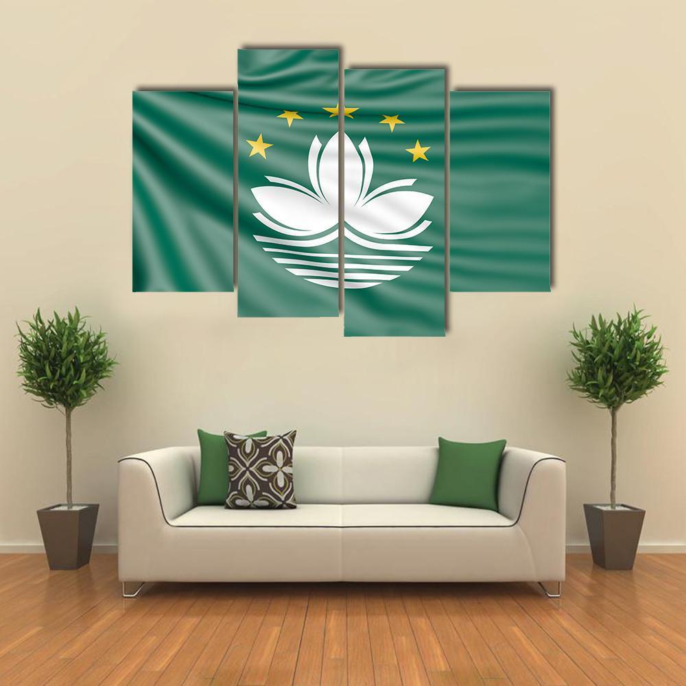 Flag Of Macau Canvas Wall Art-4 Pop-Gallery Wrap-50" x 32"-Tiaracle