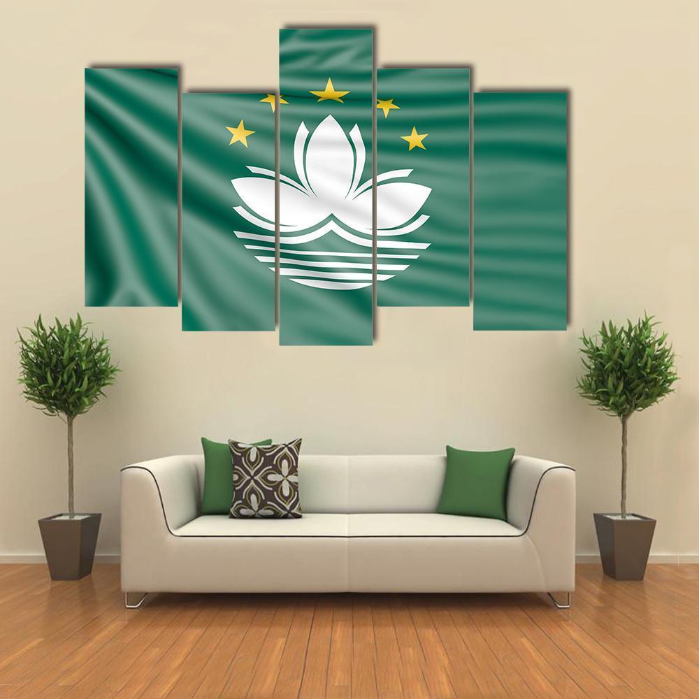 Flag Of Macau Canvas Wall Art-5 Pop-Gallery Wrap-47" x 32"-Tiaracle