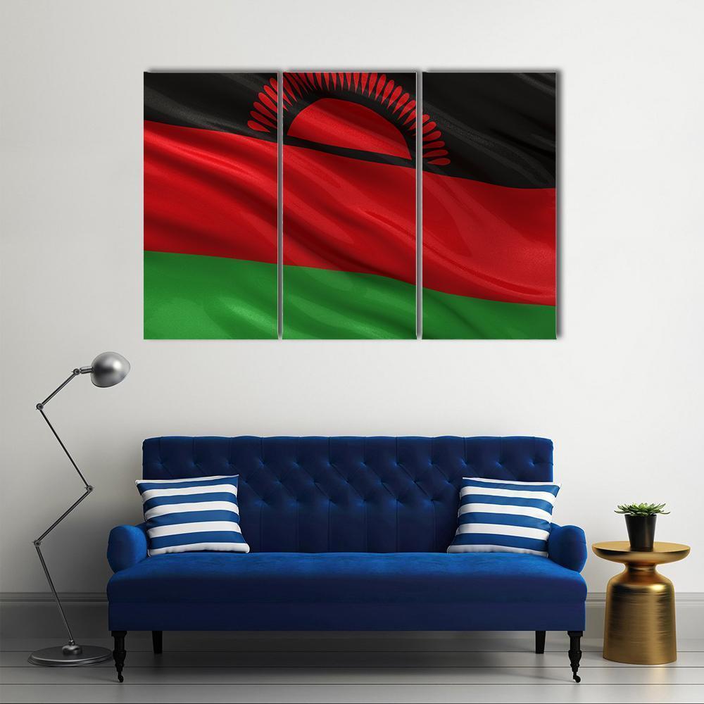 Flag Of Malawi Canvas Wall Art-3 Horizontal-Gallery Wrap-37" x 24"-Tiaracle