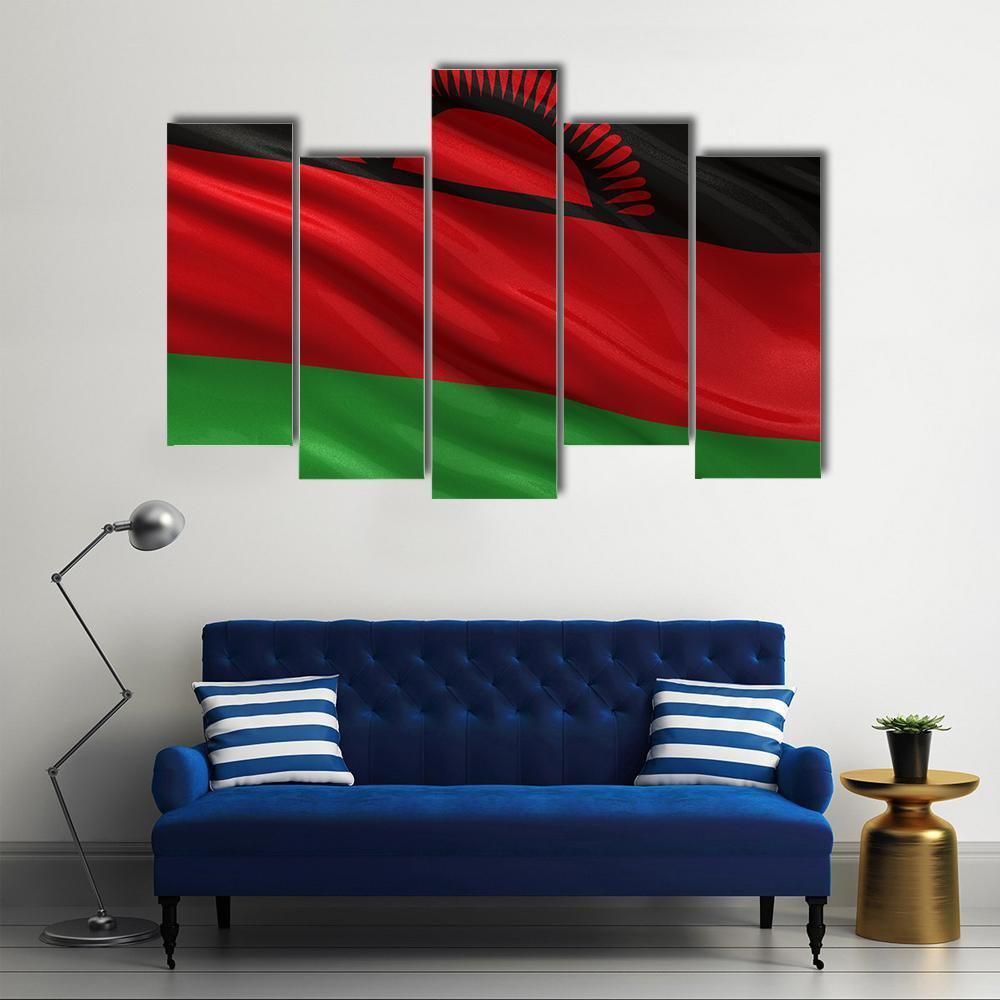 Flag Of Malawi Canvas Wall Art-3 Horizontal-Gallery Wrap-37" x 24"-Tiaracle