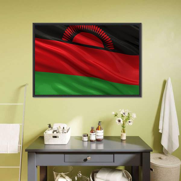 Flag Of Malawi Canvas Wall Art-1 Piece-Floating Frame-24" x 16"-Tiaracle