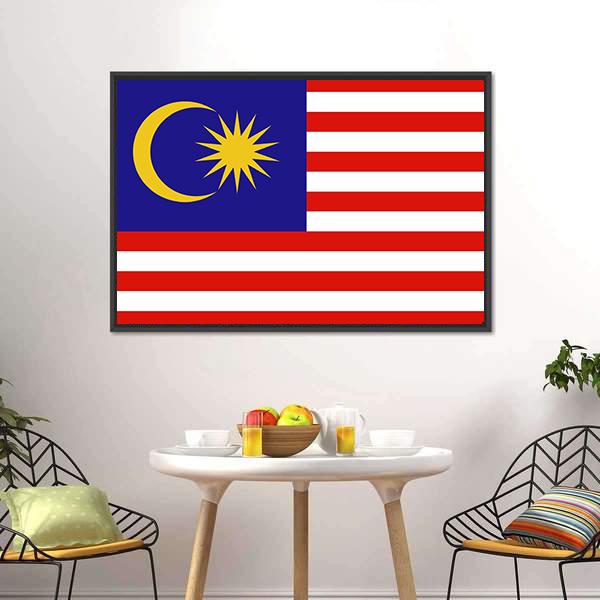 Flag Of Malaysia Canvas Wall Art-3 Horizontal-Gallery Wrap-25" x 16"-Tiaracle