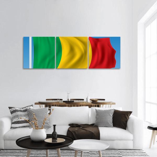 Waving Flag of Mali Panoramic Canvas Wall Art-3 Piece-25" x 08"-Tiaracle