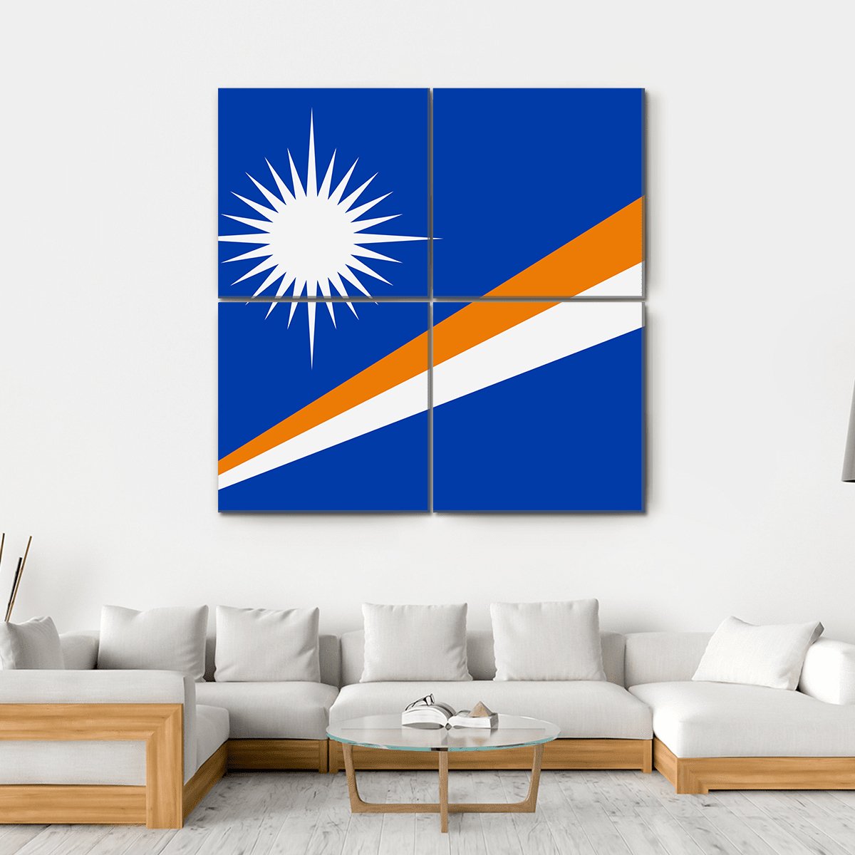 Flag Of Marshall Islands Canvas Wall Art-4 Square-Gallery Wrap-17" x 17"-Tiaracle
