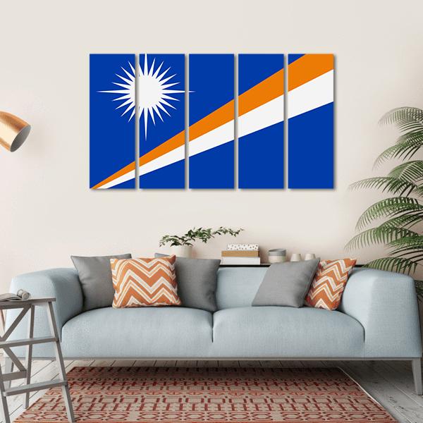Flag Of Marshall Islands Canvas Wall Art-5 Horizontal-Gallery Wrap-22" x 12"-Tiaracle