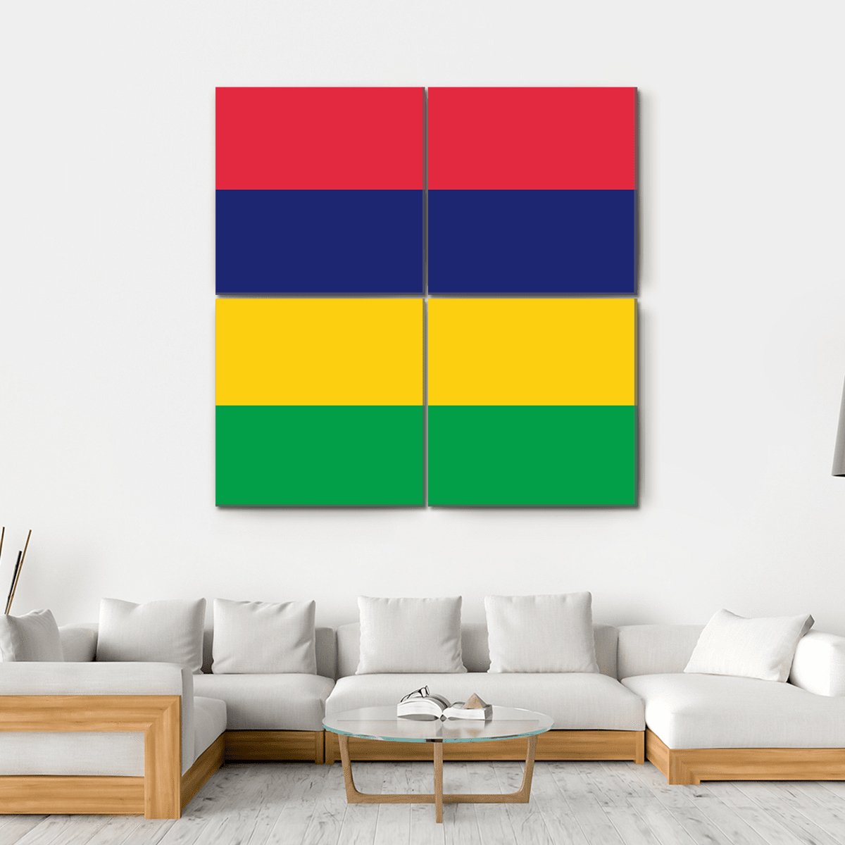 Flag Of Mauritius Canvas Wall Art-4 Square-Gallery Wrap-17" x 17"-Tiaracle
