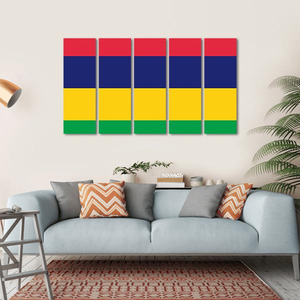 Flag Of Mauritius Canvas Wall Art-5 Horizontal-Gallery Wrap-22" x 12"-Tiaracle