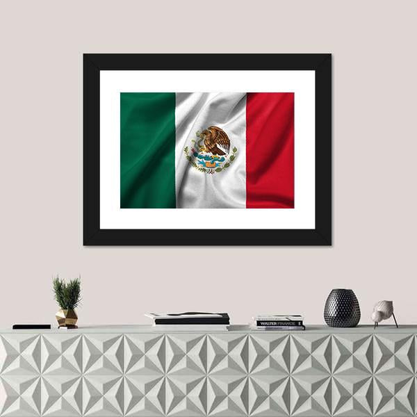 Flag Of Mexico Canvas Wall Art-1 Piece-Framed Print-20" x 16"-Tiaracle