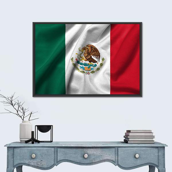 Flag Of Mexico Canvas Wall Art-1 Piece-Floating Frame-24" x 16"-Tiaracle
