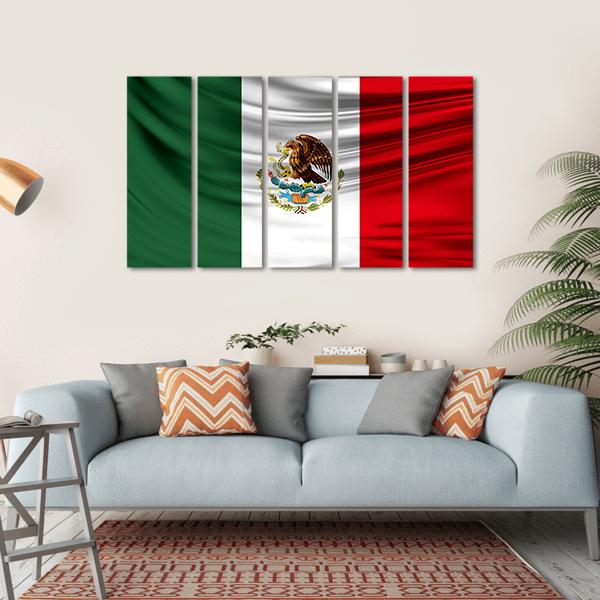 Flag Of Mexico Canvas Wall Art-5 Horizontal-Gallery Wrap-22" x 12"-Tiaracle