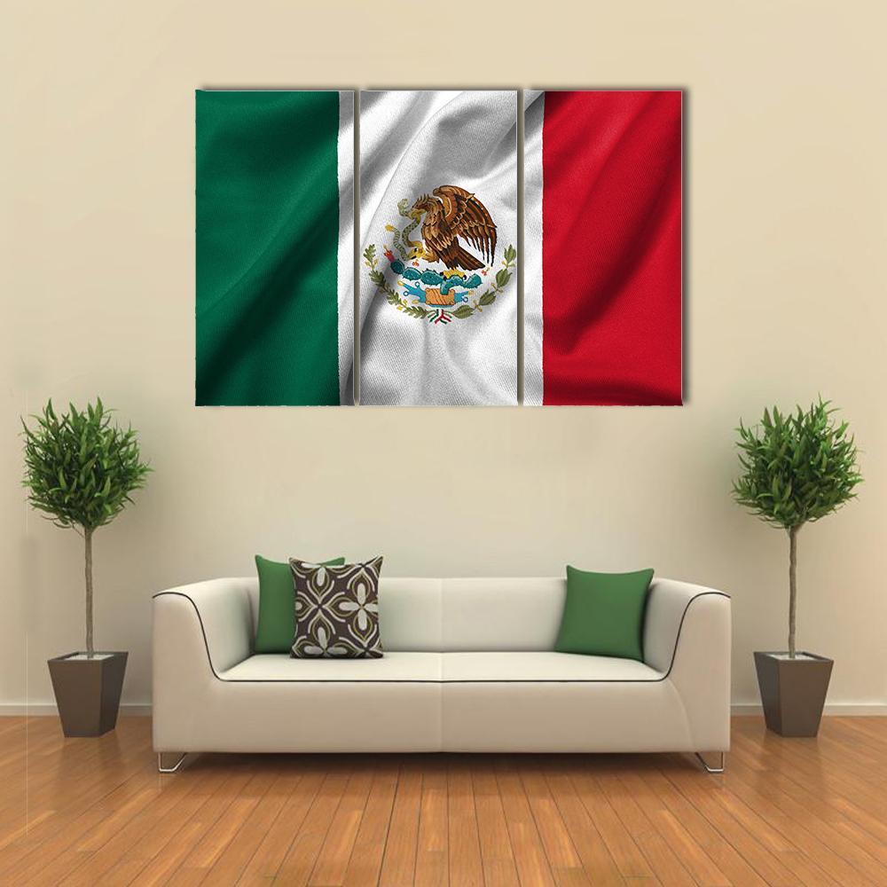 Flag Of Mexico Canvas Wall Art-3 Horizontal-Gallery Wrap-37" x 24"-Tiaracle