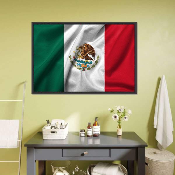 Flag Of Mexico Canvas Wall Art-1 Piece-Floating Frame-24" x 16"-Tiaracle