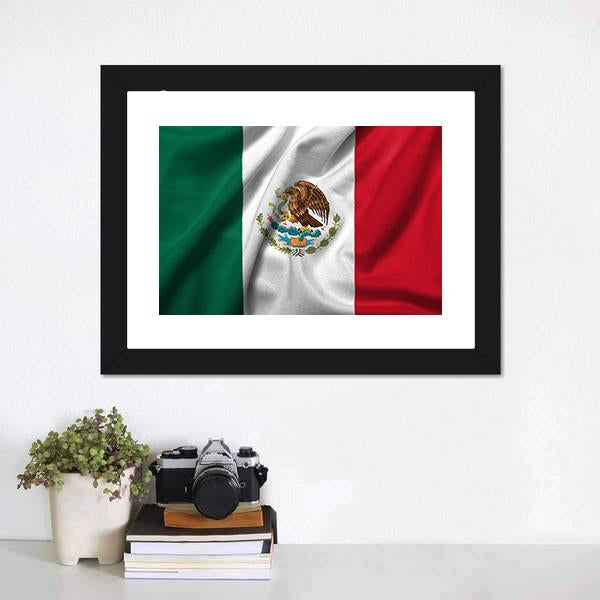 Flag Of Mexico Canvas Wall Art-1 Piece-Framed Print-20" x 16"-Tiaracle