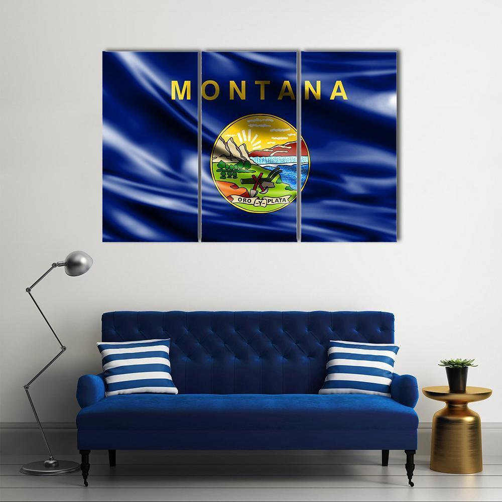 Flag Of Montana Canvas Wall Art-3 Horizontal-Gallery Wrap-37" x 24"-Tiaracle