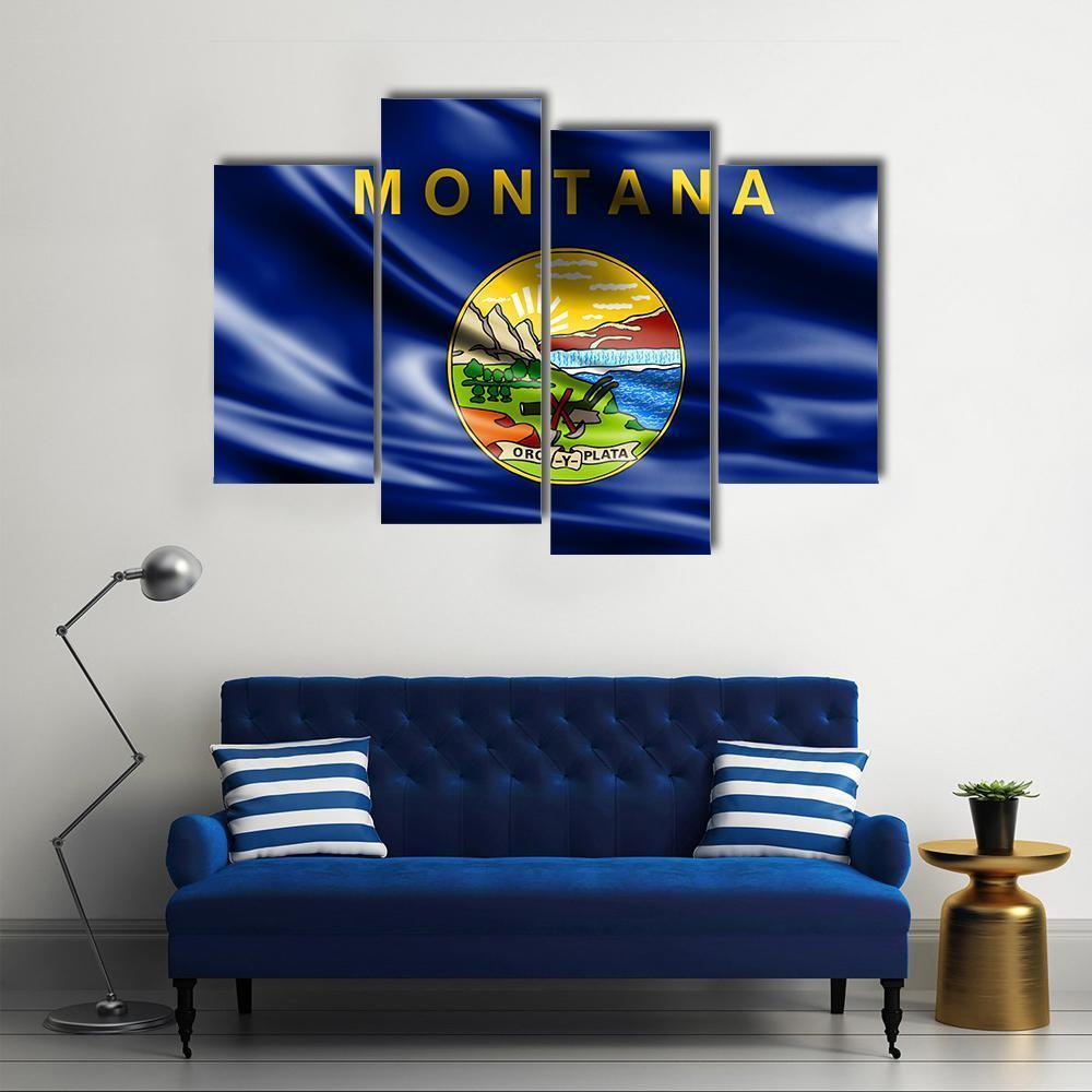Flag Of Montana Canvas Wall Art-4 Pop-Gallery Wrap-50" x 32"-Tiaracle
