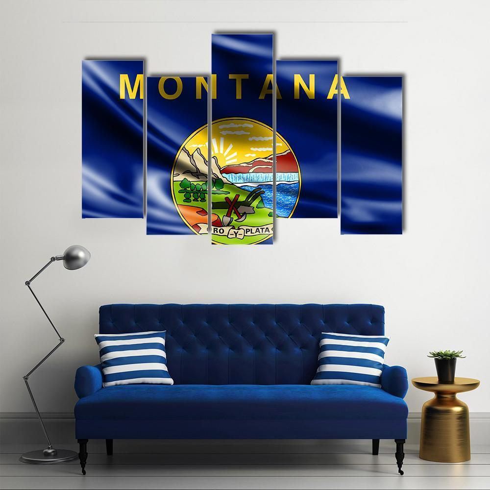 Flag Of Montana Canvas Wall Art-5 Pop-Gallery Wrap-47" x 32"-Tiaracle