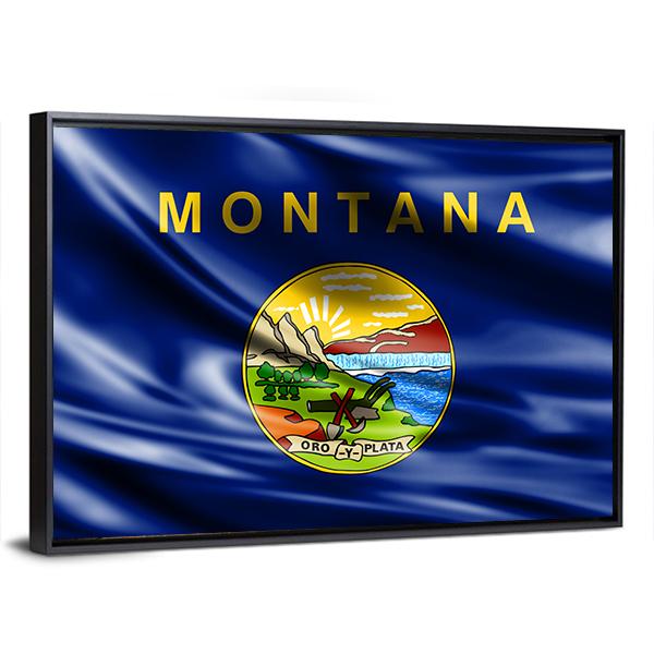 Flag Of Montana Canvas Wall Art-3 Horizontal-Gallery Wrap-25" x 16"-Tiaracle