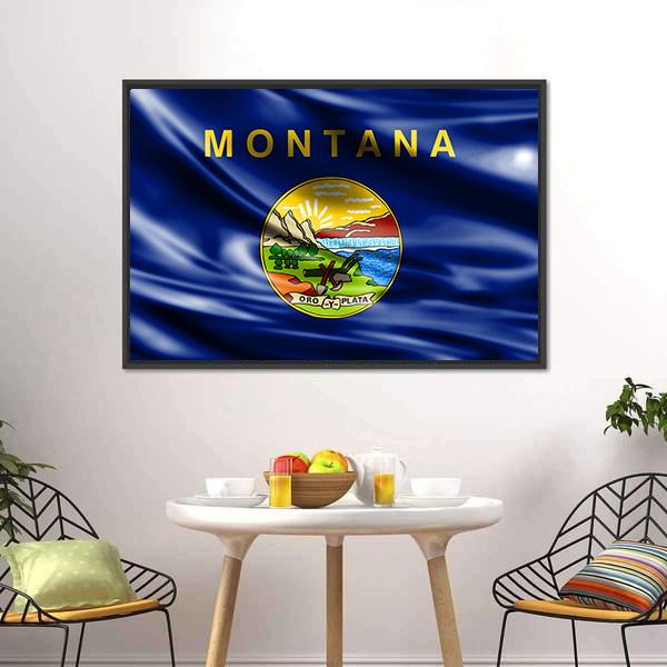 Flag Of Montana Canvas Wall Art-3 Horizontal-Gallery Wrap-25" x 16"-Tiaracle